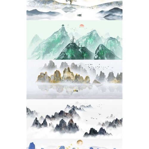 60款水墨背景墙意境中国风山水芯PSD背景墙画风景风景背景墙 - 图1