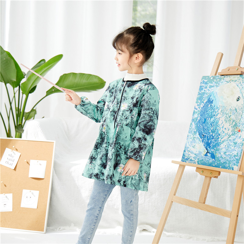 Children's waterproof coveralls for baby girls with long sleeves for painting autumn and winter