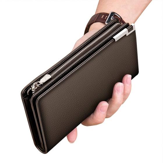 Wallet Men's Genuine Leather Long Wallet 2026 New Business Clutch College Student Wallet Large Capacity Cowhide Handbag