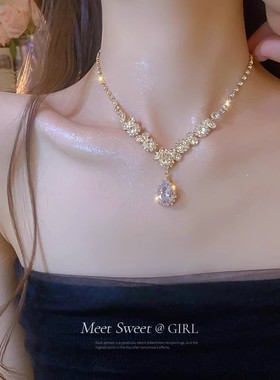 一滴泪钻石项链水滴锆石闪钻