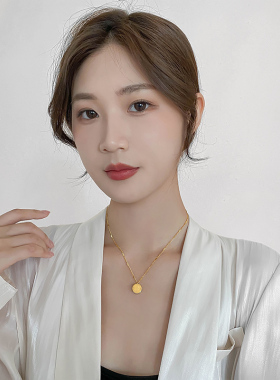 福喜双面项链女夏包K金色轻奢小众简约气质时尚锁骨链ins网红吊坠