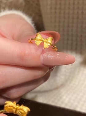 18K金竹节蝴蝶结清仓捡漏女戒