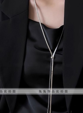 钛钢不掉色扁蛇骨抽拉式项链