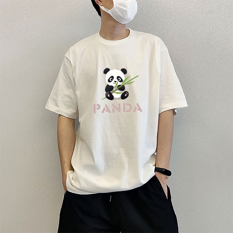原创卡通熊猫竹子字母热转印印花贴服装辅料包包装饰烫画贴纸 - 图0