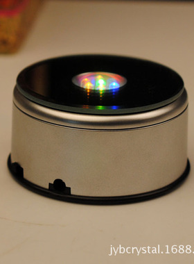 七彩旋转发光音乐灯座水晶工艺品