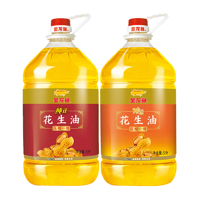 金龙鱼浓香花生油+纯正花生油5L食用油桶装家用物理压榨共2桶-图3