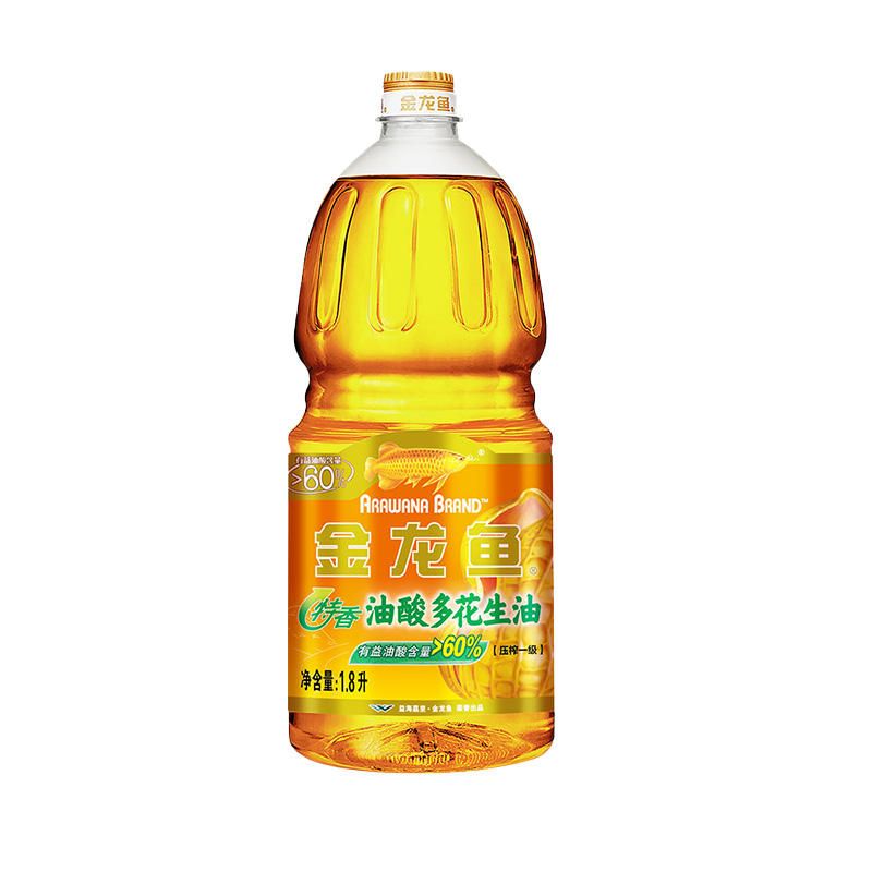 金龙鱼特香油酸多花生油1.8L小桶家用炒菜食用油花生油-图0