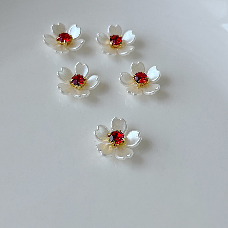 仿珍珠红钻小花朵古风发饰材料diy手工饰品配件新娘团扇头饰配件,淘宝优惠券,粉丝福利购,淘宝优惠卷