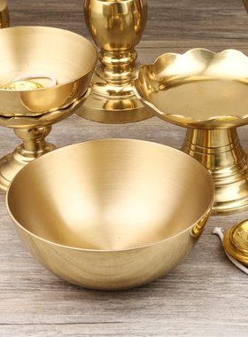 铜碗油灯光身铜碗素面酥油灯家用供奉食用油液态植物油长明灯包邮