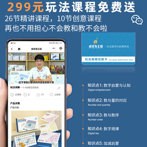 威思敦王国百数板蒙氏教具儿童数学启蒙玩具益智磁力数字磁性磁石 - 图0