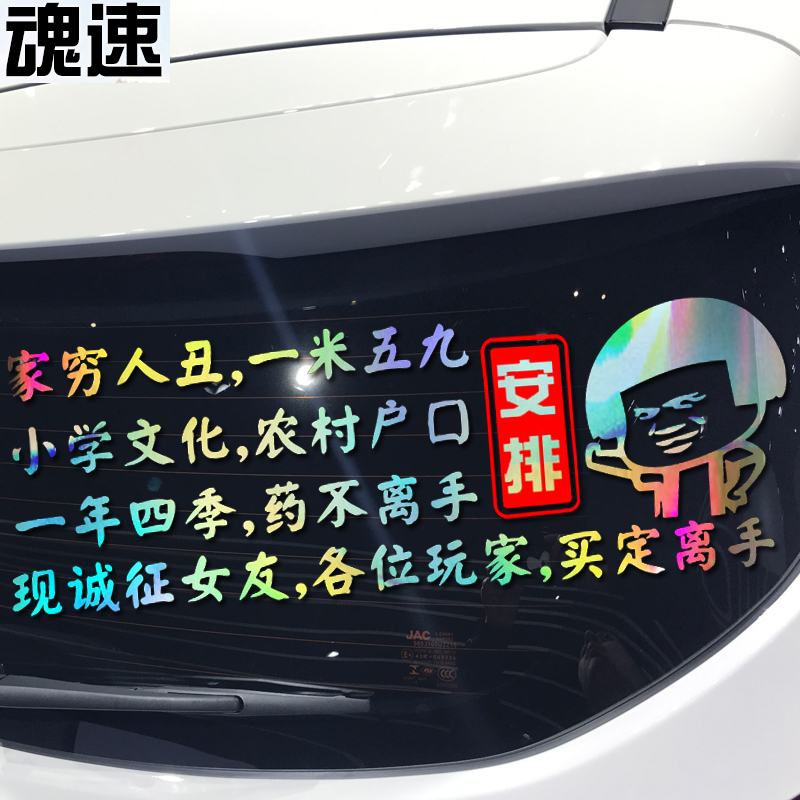 卓鹿 趣味搞笑车贴个性创意网红同款文字定制贴纸划痕遮挡反光贴