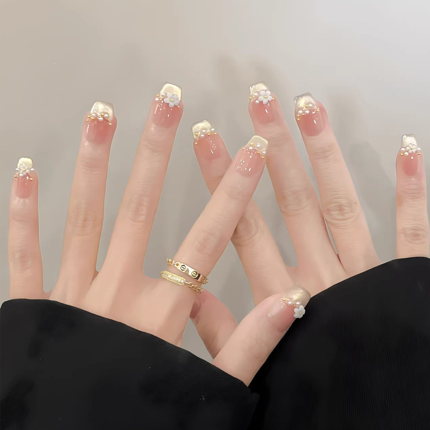 手工穿戴甲法式猫眼高级感腮红显白甜美春日花花美甲学生指甲贴片,淘宝优惠券,粉丝福利购,淘宝优惠卷