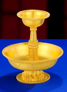 S990纯银镀金手工护法杯八吉祥护法杯大号12cm