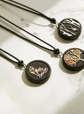 檀木一路有你一鹿有你情侣项链饰品异地恋吊坠鹿款森系文艺毛衣链