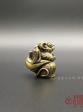 黄铜生肖小老鼠摆件迷你玉米铜老鼠可爱福鼠挂件钥匙扣