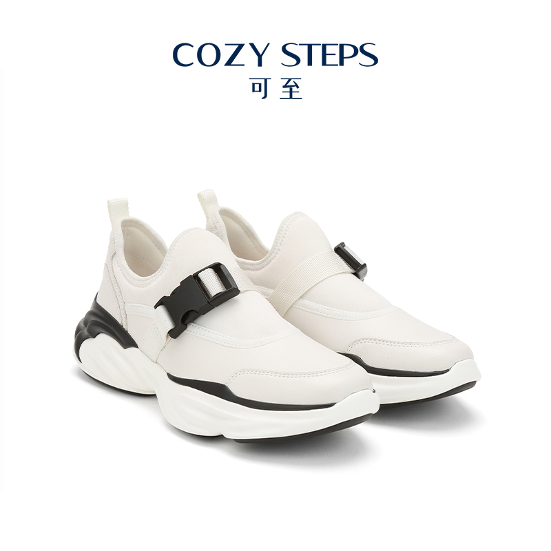 COZY STEPS可至扣带运动鞋拼接透气休闲鞋轻盈舒适运动小白鞋女款-图0