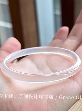 天然白月光冰种手镯细圆条