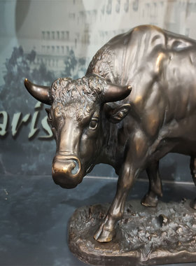 黄铜十九世纪经典铜牛客厅书房摆件