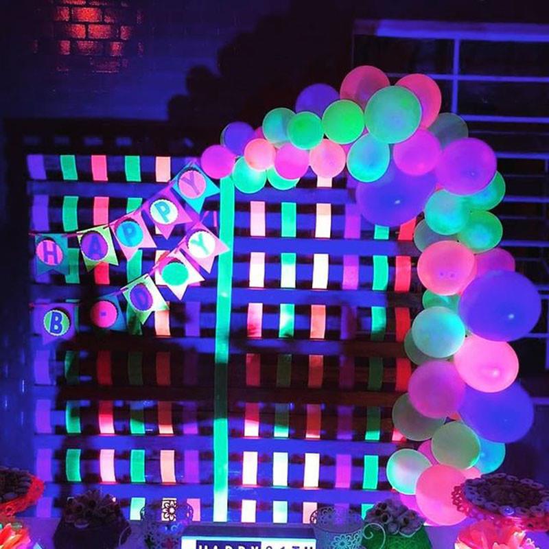 10pcs 12inch UV Neon Glow Latex Balloons Happy Birthday - 图1