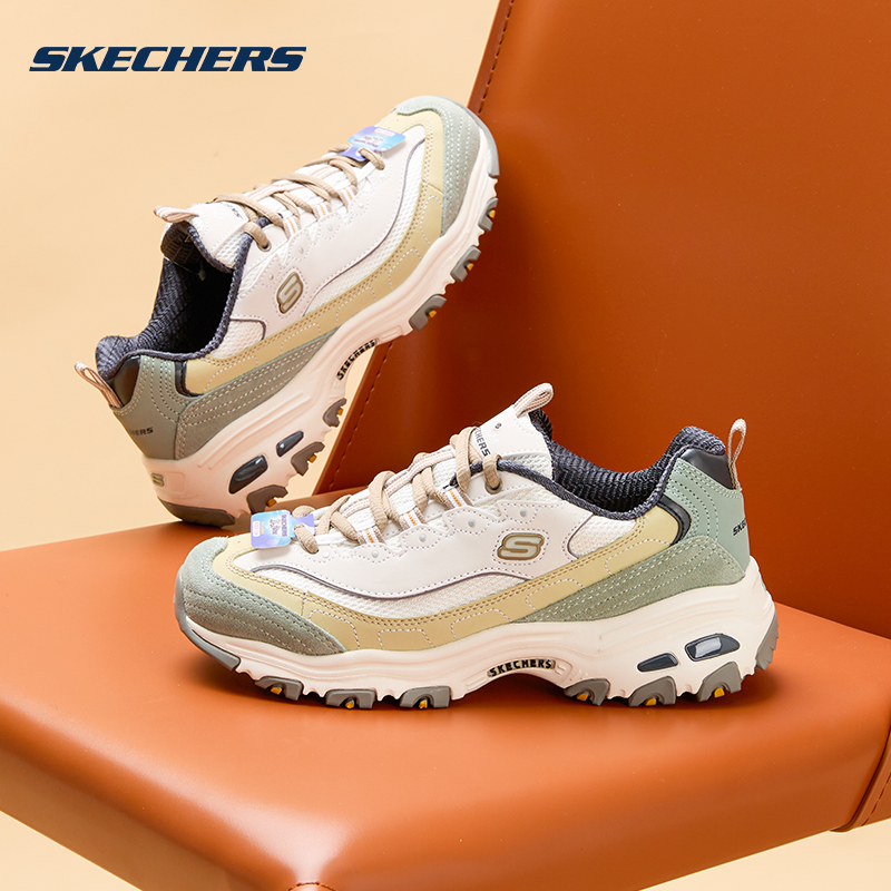 斯凯奇奶茶熊 2025春秋新款老爹鞋女鞋轻便透气厚底鞋休闲运动鞋 - 图1