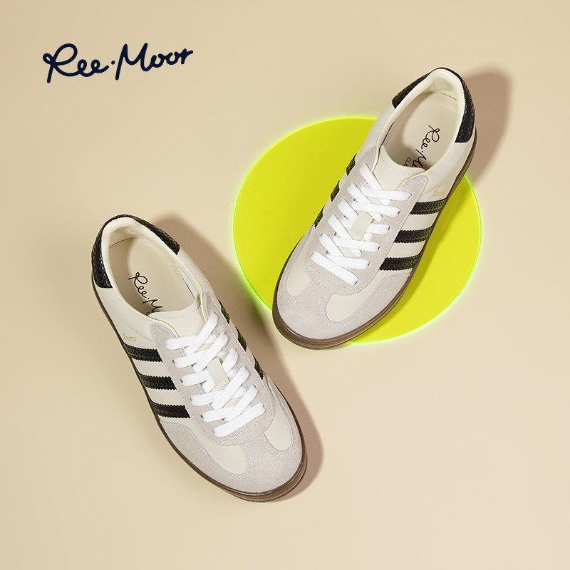 reemoor2026新款法式复古德训鞋女平底休闲运动鞋女鞋轻便睿慕,淘宝优惠券,粉丝福利购,淘宝优惠卷