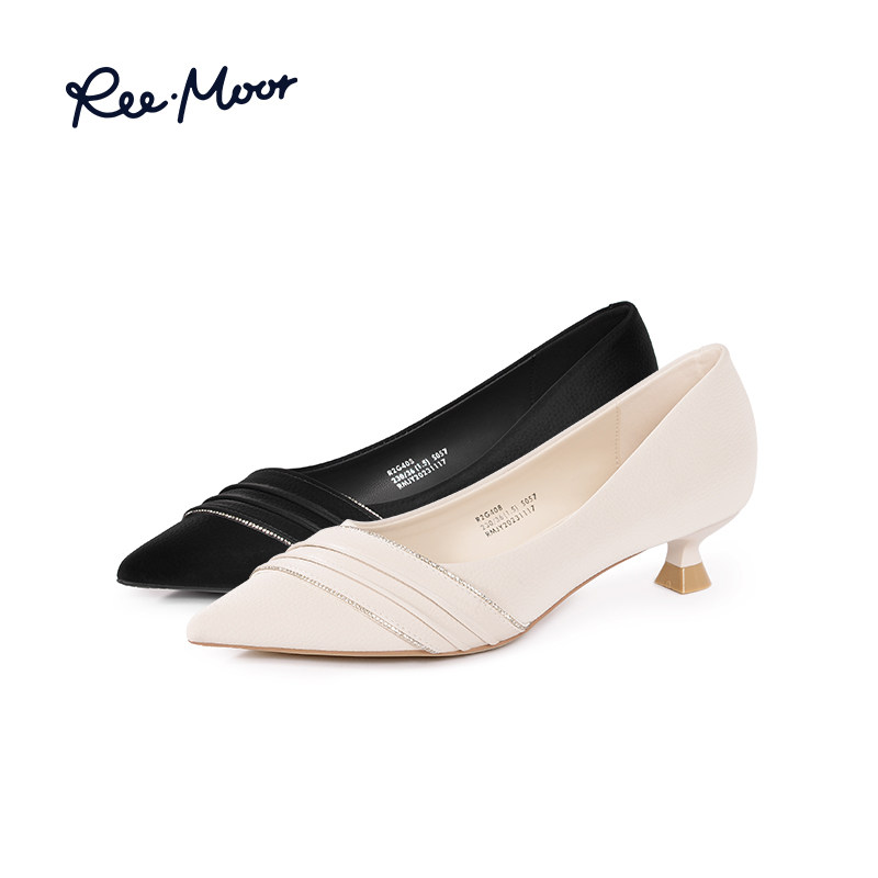 reemoor尖头粗跟裸色高跟鞋法式平底单鞋2026年春夏新款时尚百搭,淘宝优惠券,粉丝福利购,淘宝优惠卷