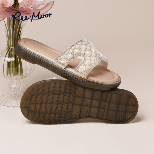 reemoor水钻凉拖鞋女2026年夏季新款外穿时尚百搭平底鞋软底睿慕 - 图2