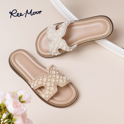 reemoor水钻凉拖鞋女2026年夏季新款外穿时尚百搭平底鞋软底睿慕 - 图3