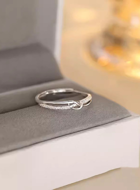 戒指女s925银小众可调节指环素圈
