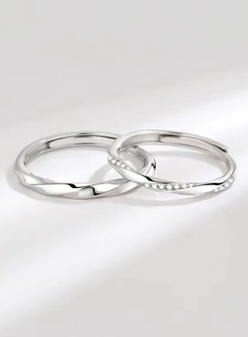 情侣戒指s925银小众开口调节礼物