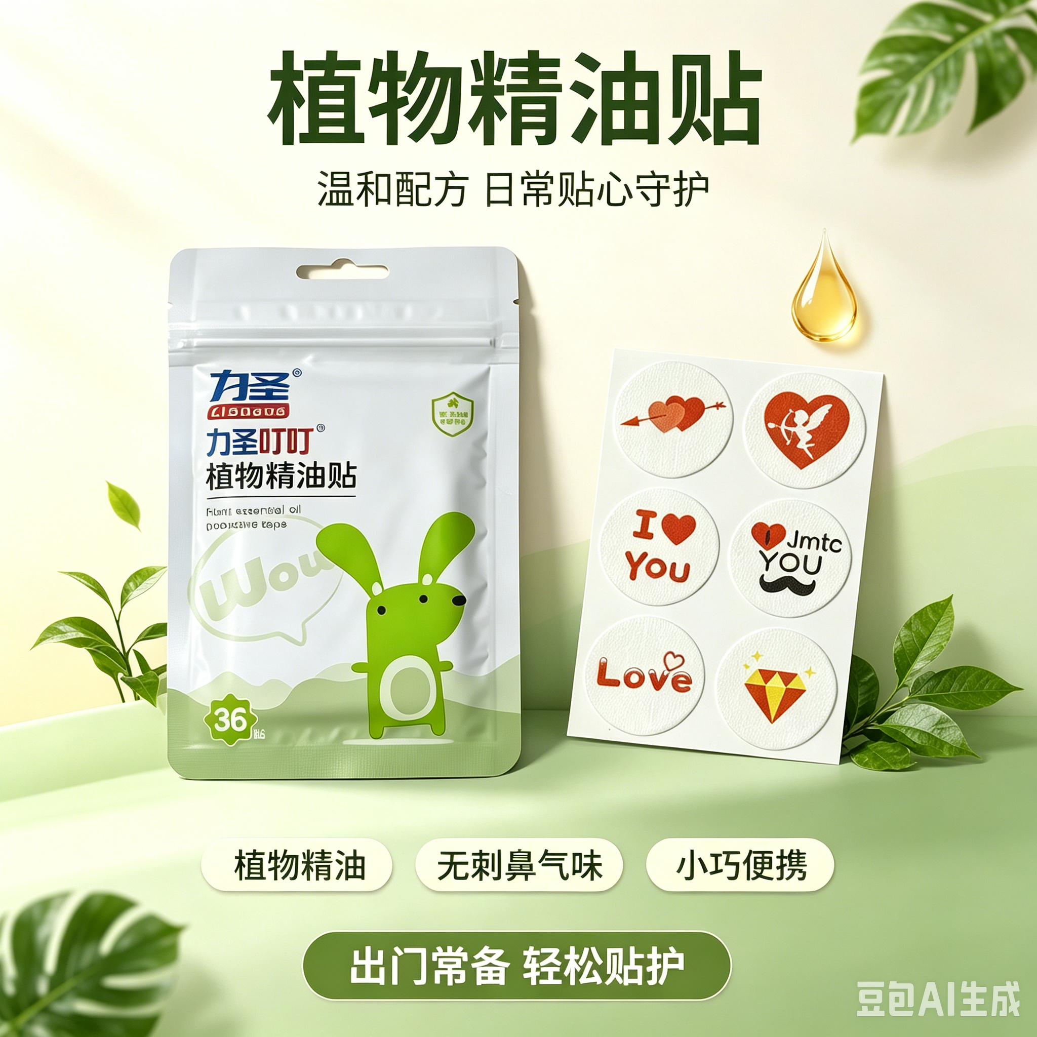 【力圣】植物精油贴户外专用长效防护驱蚊花露水驱蚊液