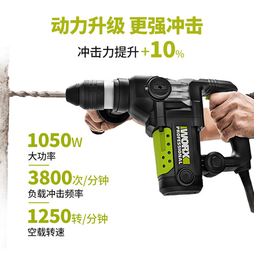 威克士电锤wu327d电动冲击电钻重型工具326电镐大功率两用冲击钻 - 图0