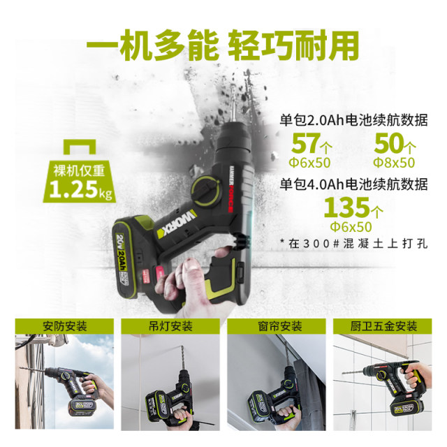 Wax Wu380s lightweight lithium battery electric hammer impact drill