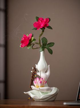静之自然陶瓷佛手花瓶摆件