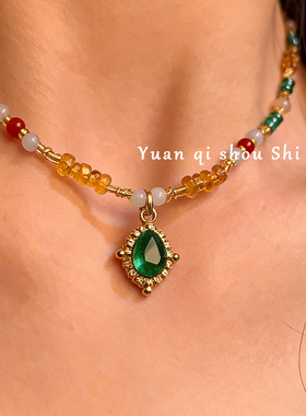 复古民族风小清新叠戴彩色串珠项链古典通用女士生日礼物链颈链