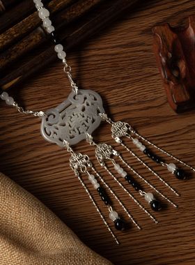 风汉服流苏软璎珞长款项链日常复古明制项链项圈背云璎珞配饰