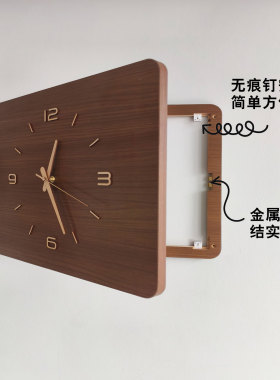 实木胡桃色电表箱装饰画带钟表
