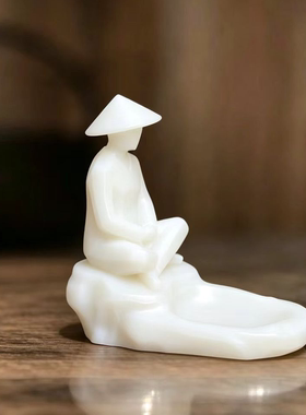 中式渔夫垂钓微景观香插摆件
