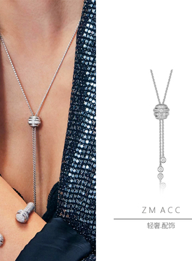 明星气质简约小众转运珠时来运转抽拉调节项链秋冬男女长款毛衣链