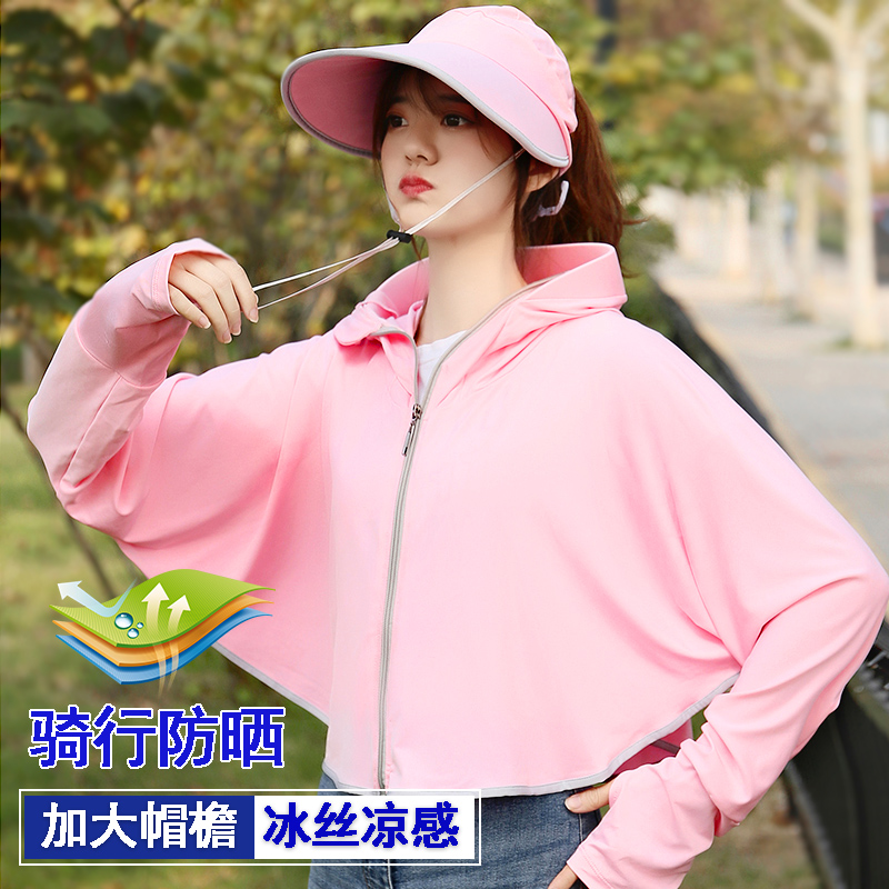 防晒衣女2021夏新款骑车冰丝防晒服防紫外线透气防晒罩衫薄款外套高清大图