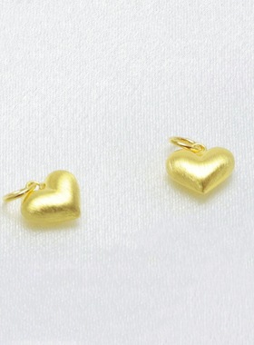 S925纯银拉丝超闪爱心吊坠 DIY手工拉丝立体手绳手链耳环吊坠配件