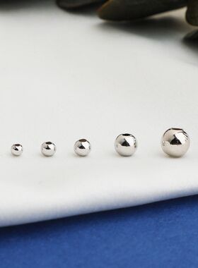 S925镀白金/玫瑰金圆珠散珠DIY