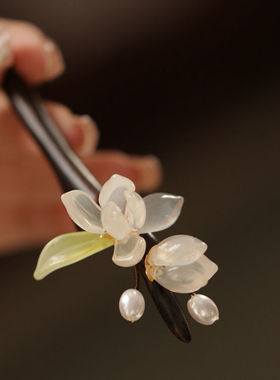 木汉服簪子玉兰花木簪古风配发饰