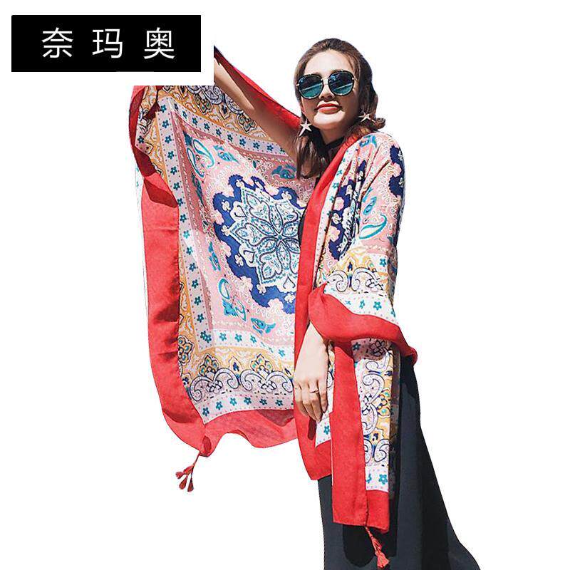 奈玛奥新款图腾流苏复古棉麻沙滩巾 奈玛奥围巾/丝巾/披肩