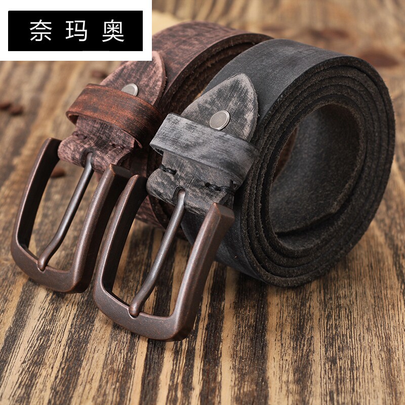 奈玛奥男士青年复古针扣潮牛皮腰带 奈玛奥腰带/皮带/腰链