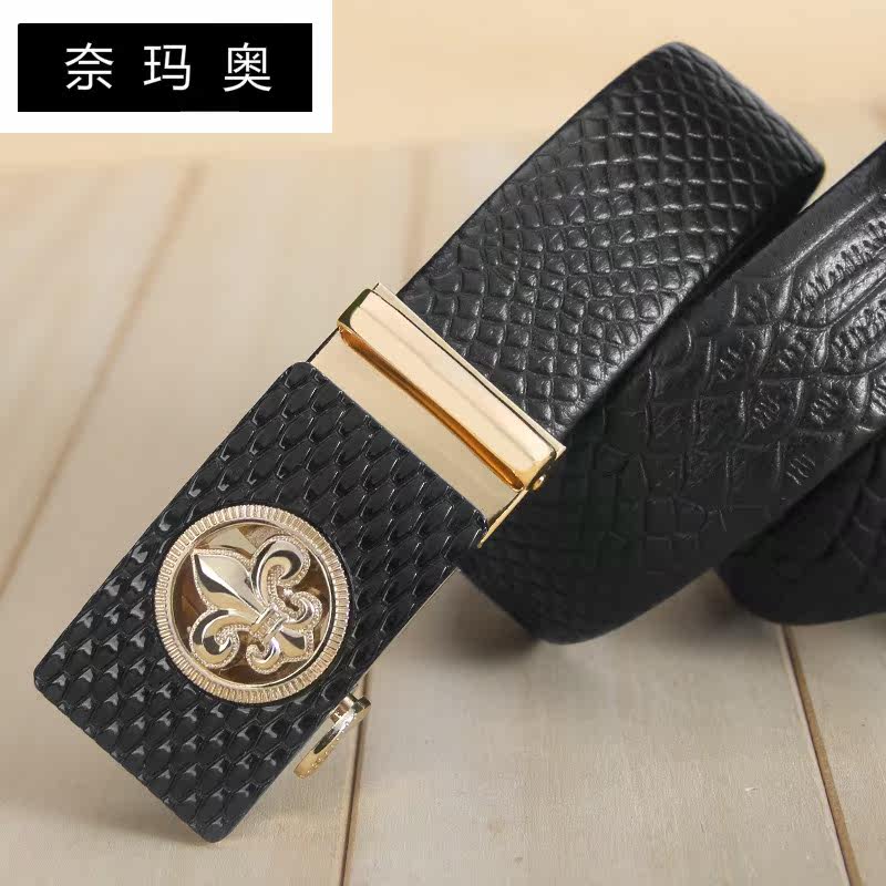 奈玛奥男士真皮自动扣花朵牛皮裤带 奈玛奥腰带/皮带/腰链