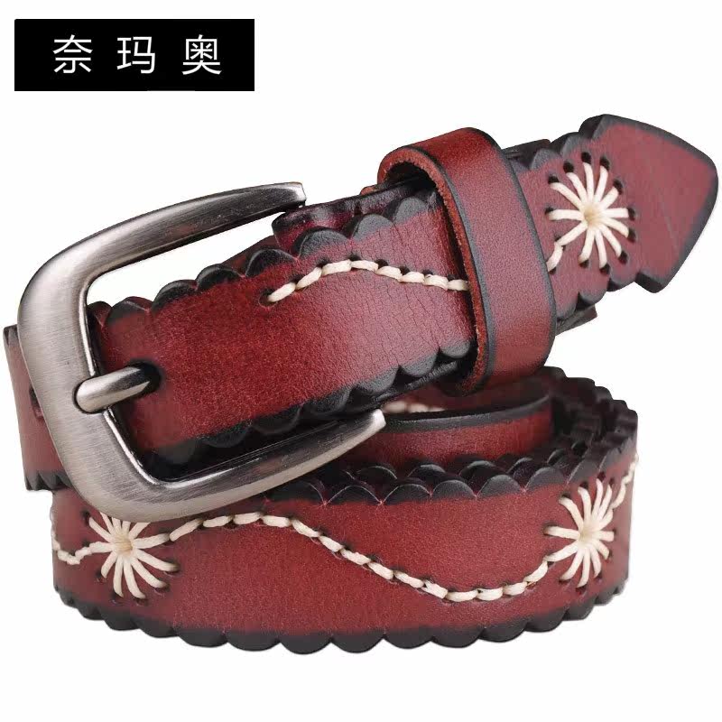 奈玛奥手工缝线女韩版头层牛皮皮带 奈玛奥腰带/皮带/腰链