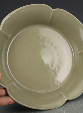 五代越窑花口包真瓷器古董古玩