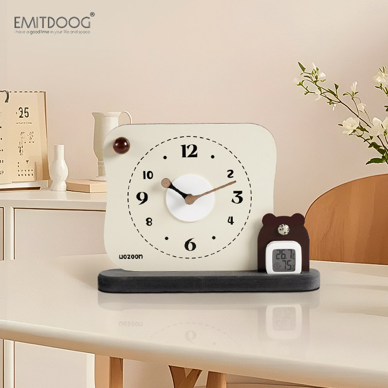 EMITDOOG入户玄关温湿度时钟摆件家居客厅装饰品创意摆放式座钟,淘宝优惠券,粉丝福利购,淘宝优惠卷