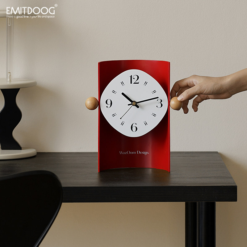 EMITDOOG入户玄关高级感时钟摆件客厅电视柜摆台式桌面钟表装饰品,淘宝优惠券,粉丝福利购,淘宝优惠卷